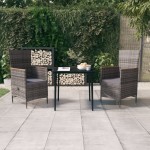 vidaXL Set mobilier pentru grădină, cu perne, 3 piese, gri vidaXL Set mobilier pentru grădină, cu perne, 3 piese, gri