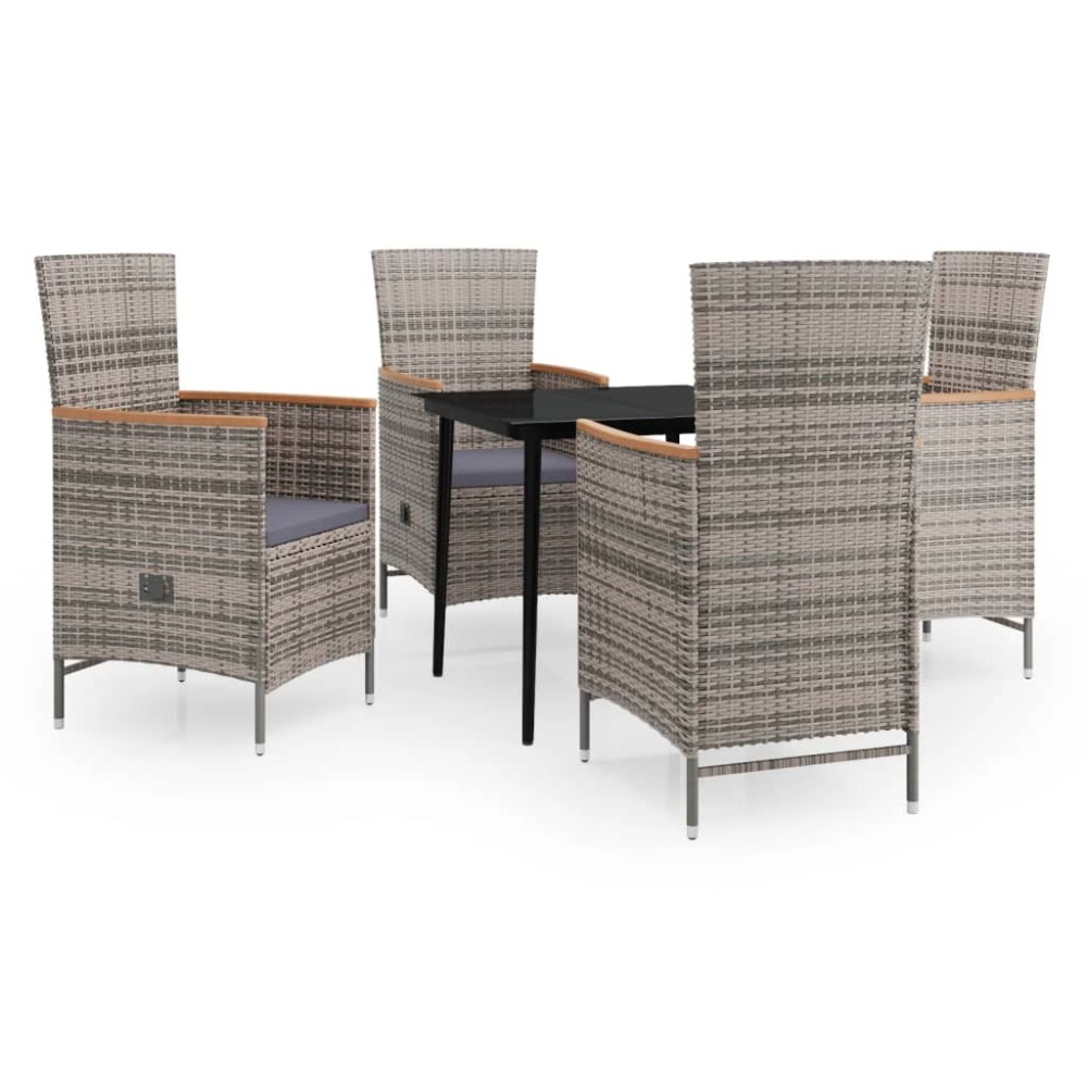 vidaXL Set mobilier pentru grădină cu perne, 5 piese, gri