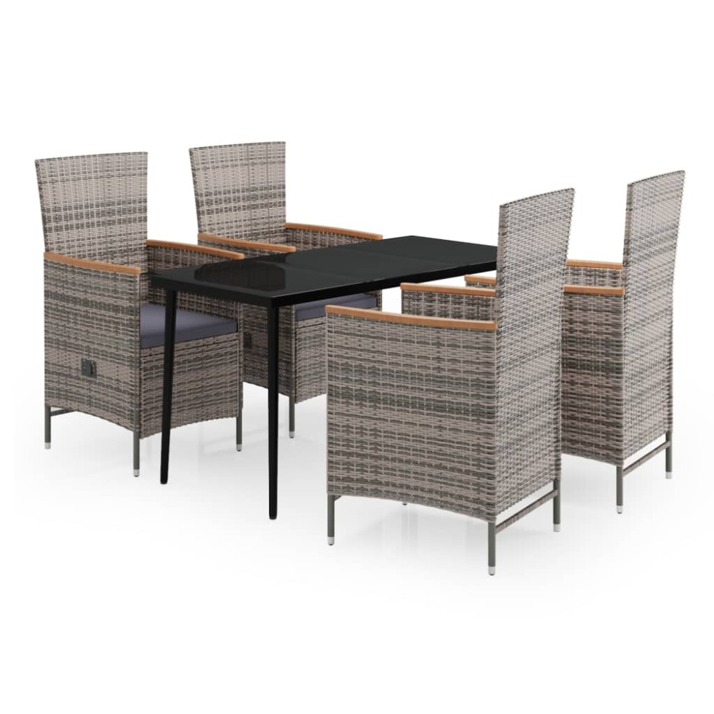 vidaXL Set mobilier pentru grădină cu perne, 5 piese, gri