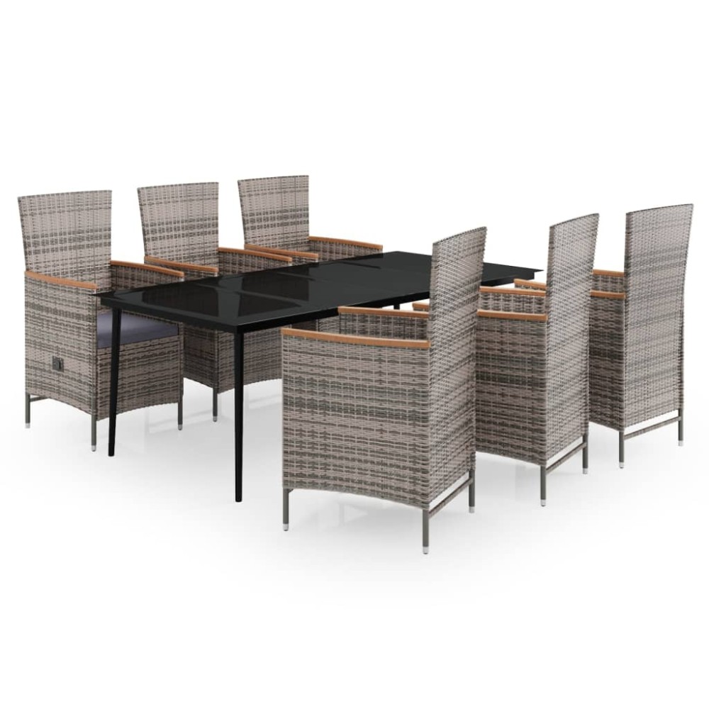 vidaXL Set mobilier pentru grădină cu perne, 7 piese, gri