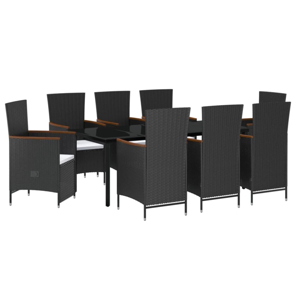 vidaXL Set mobilier de grădină cu perne, 9 piese, negru