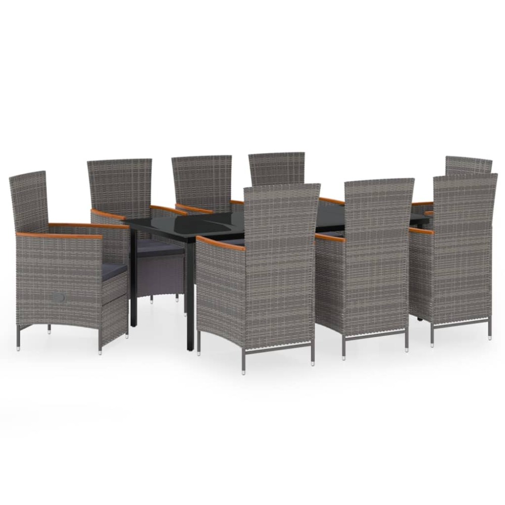 vidaXL Set mobilier pentru grădină cu perne, 9 piese, gri