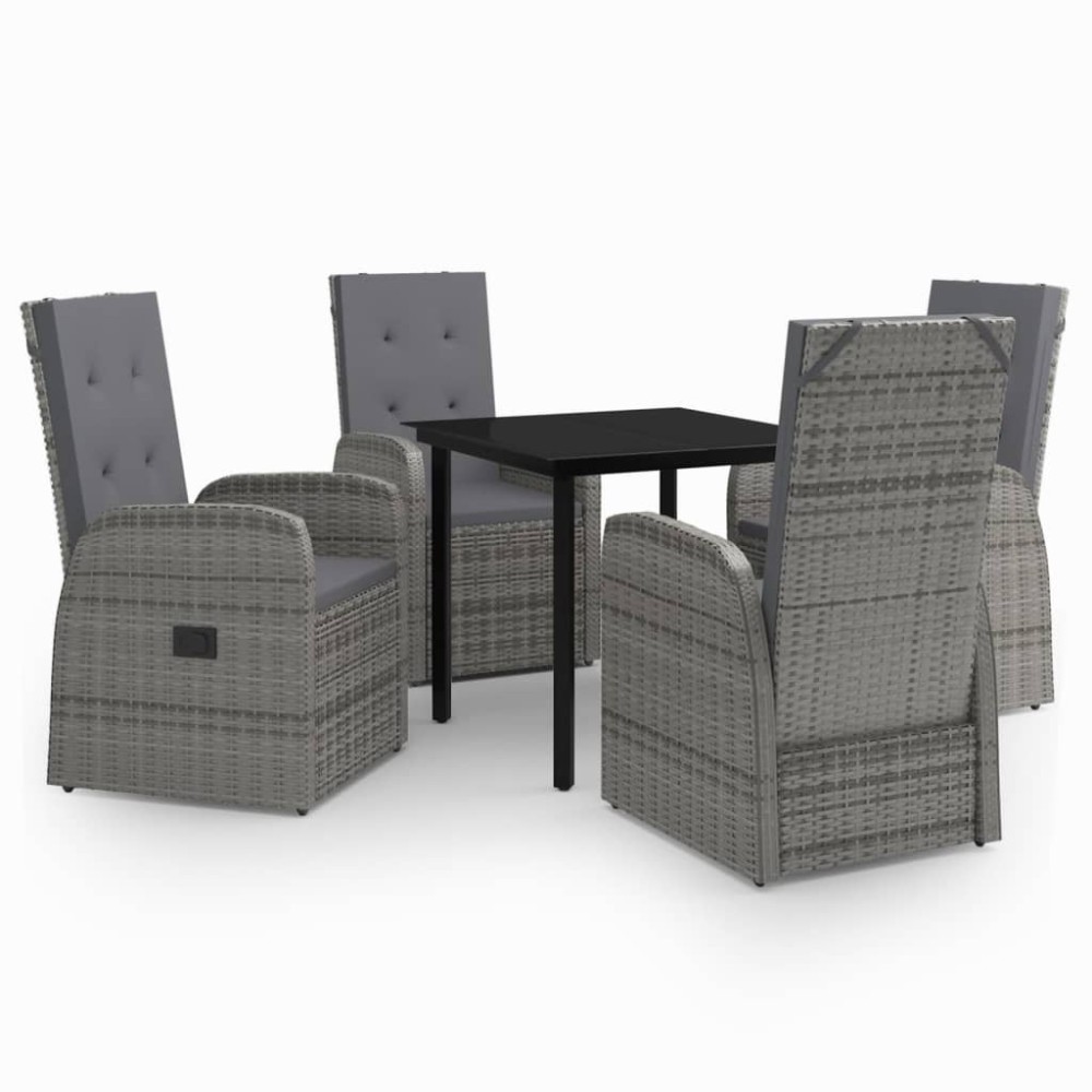 vidaXL Set mobilier pentru grădină cu perne, 5 piese, gri