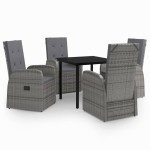 vidaXL Set mobilier pentru grădină cu perne, 5 piese, gri vidaXL Set mobilier pentru grădină cu perne, 5 piese, gri
