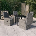 vidaXL Set mobilier pentru grădină cu perne, 5 piese, gri vidaXL Set mobilier pentru grădină cu perne, 5 piese, gri