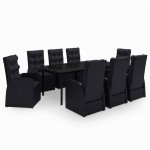 vidaXL Set mobilier de grădină cu perne, 9 piese, negru