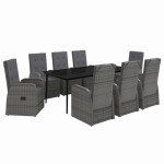 vidaXL Set mobilier pentru grădină cu perne, 9 piese, gri