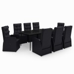 vidaXL Set mobilier de grădină cu perne, 9 piese, negru