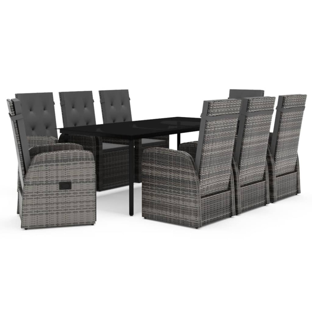 vidaXL Set mobilier pentru grădină, 9 piese, gri