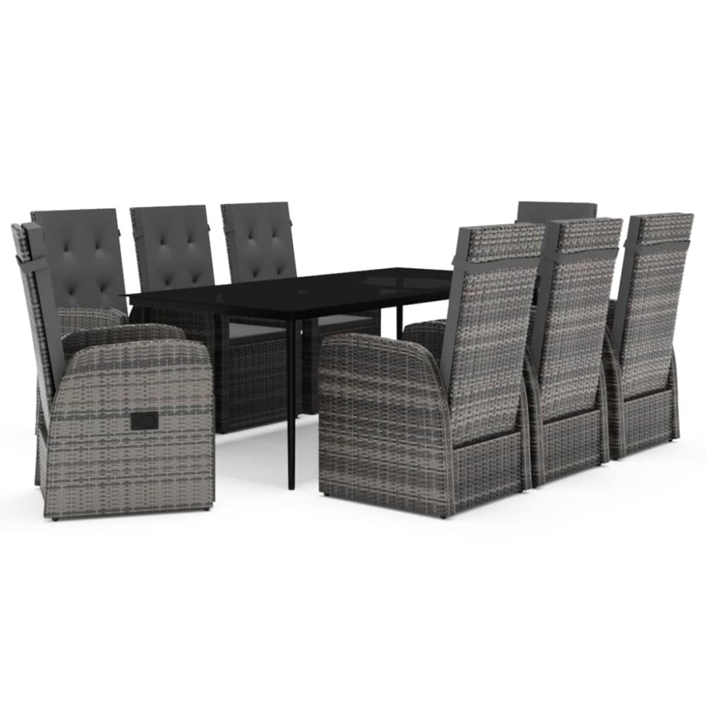 vidaXL Set mobilier pentru grădină, cu perne, 9 piese, gri