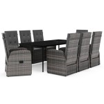 vidaXL Set mobilier pentru grădină, cu perne, 9 piese, gri