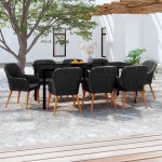 vidaXL Set mobilier de grădină cu perne, 9 piese, negru