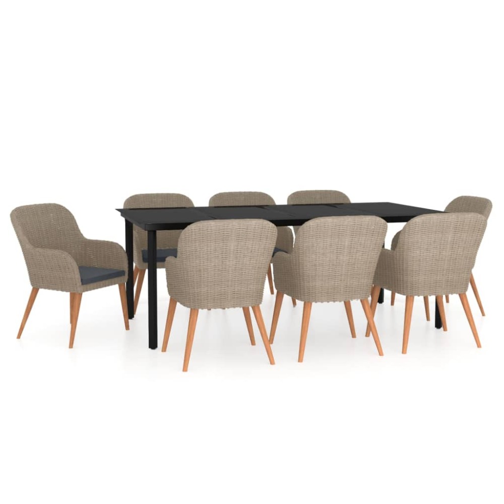 vidaXL Set mobilier de grădină cu perne, 9 piese, maro