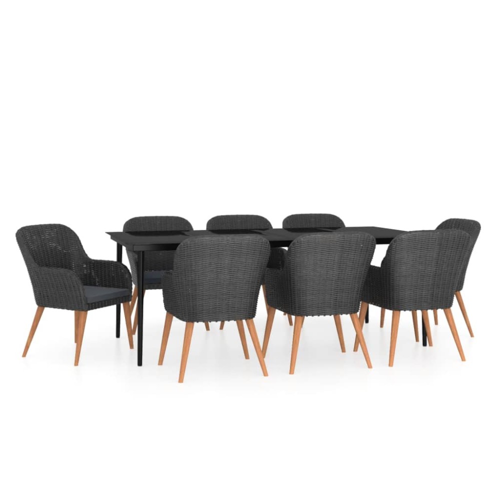 vidaXL Set mobilier de grădină cu perne, 9 piese, negru