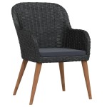 vidaXL Set mobilier de grădină cu perne, 9 piese, negru