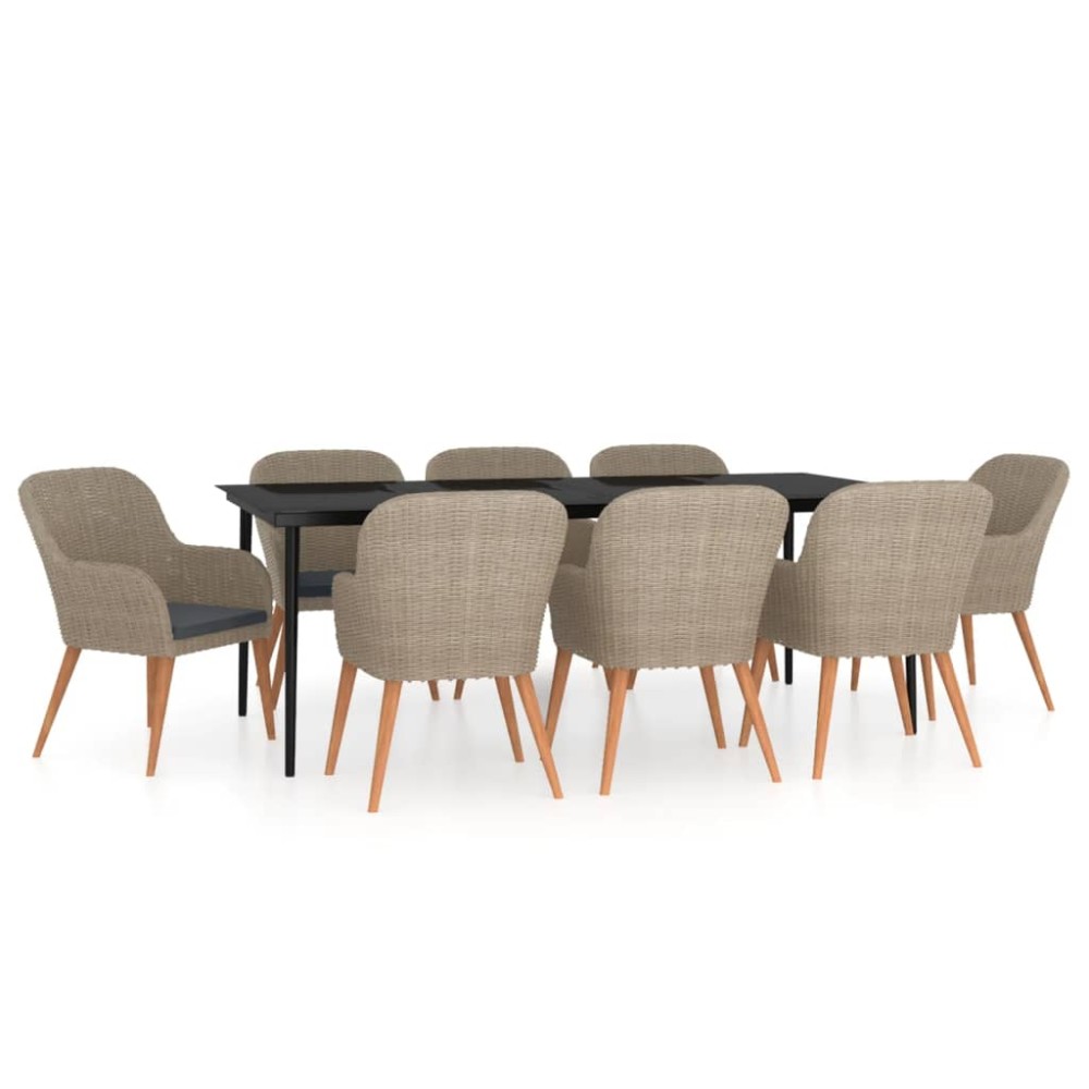 vidaXL Set mobilier de grădină cu perne, 9 piese, maro