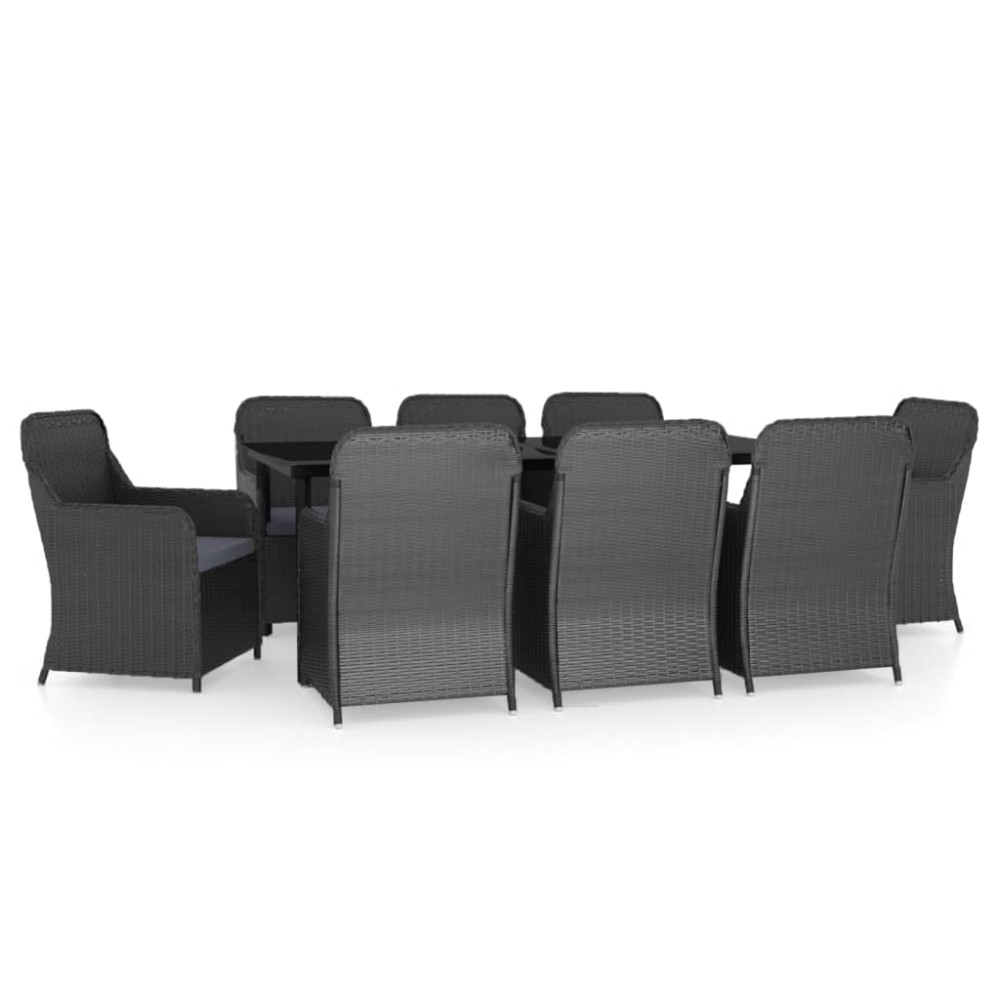 vidaXL Set mobilier de grădină cu perne, 9 piese, negru