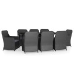vidaXL Set mobilier de grădină cu perne, 9 piese, negru