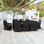 vidaXL Set mobilier de grădină cu perne, 9 piese, negru