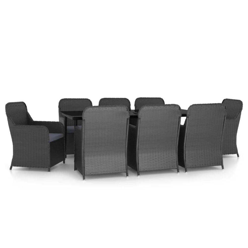 vidaXL Set mobilier de grădină cu perne, 9 piese, negru