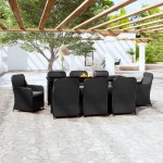 vidaXL Set mobilier de grădină cu perne, 9 piese, negru
