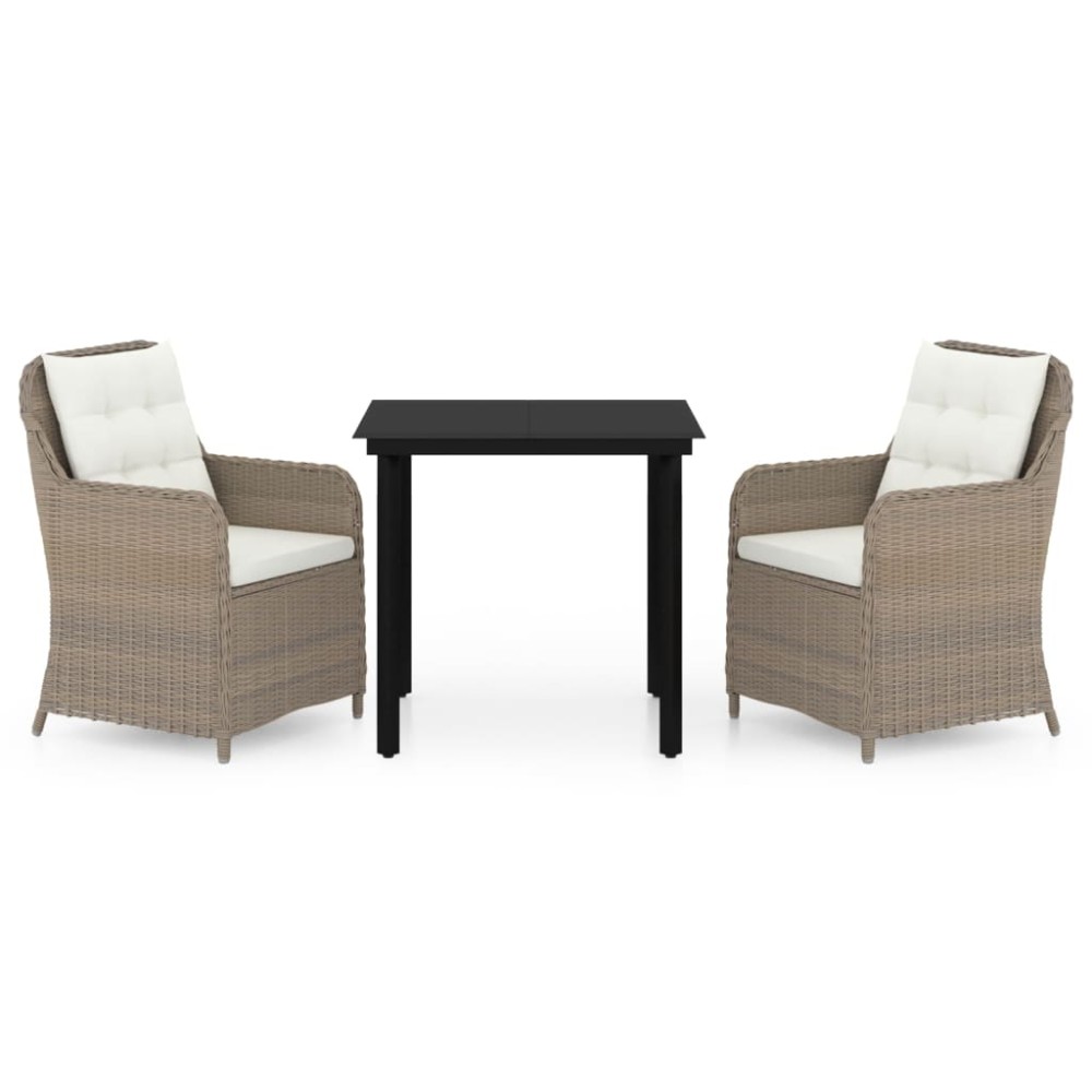 vidaXL Set mobilier pentru grădină, 3 piese, maro