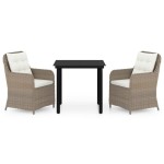 vidaXL Set mobilier pentru grădină, 3 piese, maro