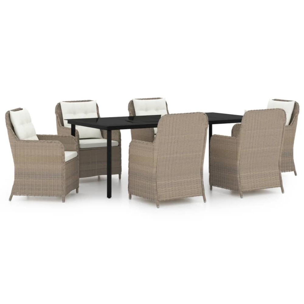 vidaXL Set mobilier pentru grădină, 7 piese, maro