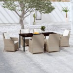 vidaXL Set mobilier pentru grădină, 7 piese, maro vidaXL Set mobilier pentru grădină, 7 piese, maro