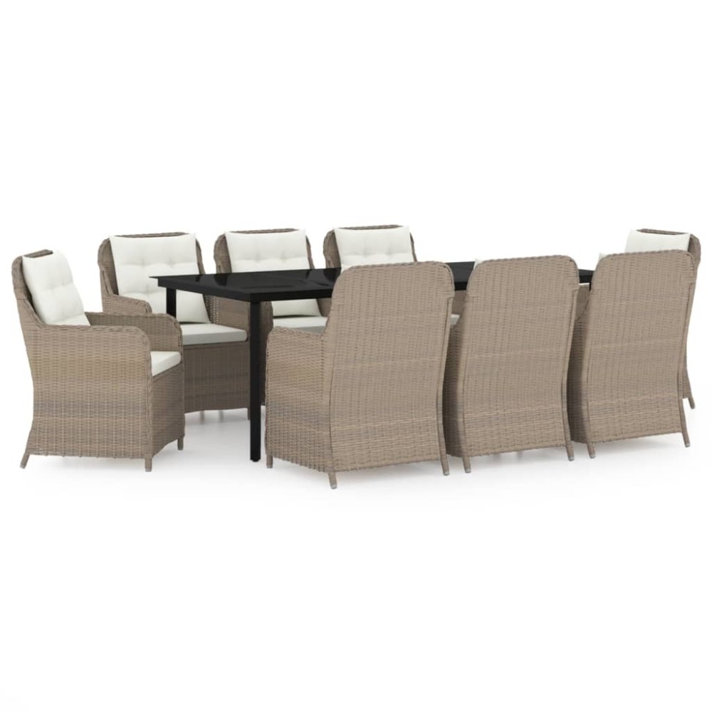 vidaXL Set mobilier pentru grădină, 9 piese, maro