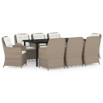 vidaXL Set mobilier pentru grădină, 9 piese, maro