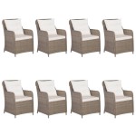 vidaXL Set mobilier pentru grădină, 9 piese, maro