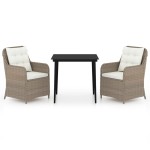 vidaXL Set mobilier pentru grădină, 3 piese, maro