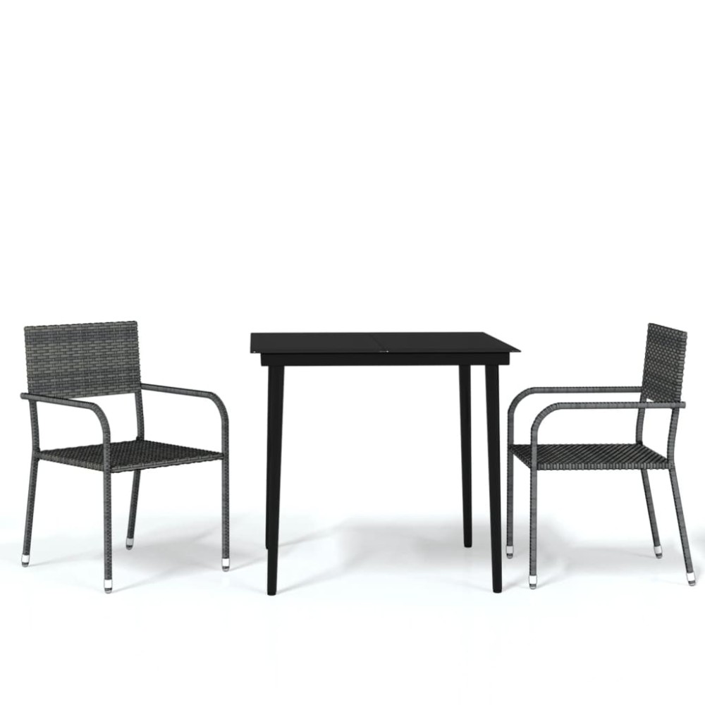 vidaXL Set mobilier pentru grădină, 3 piese, gri