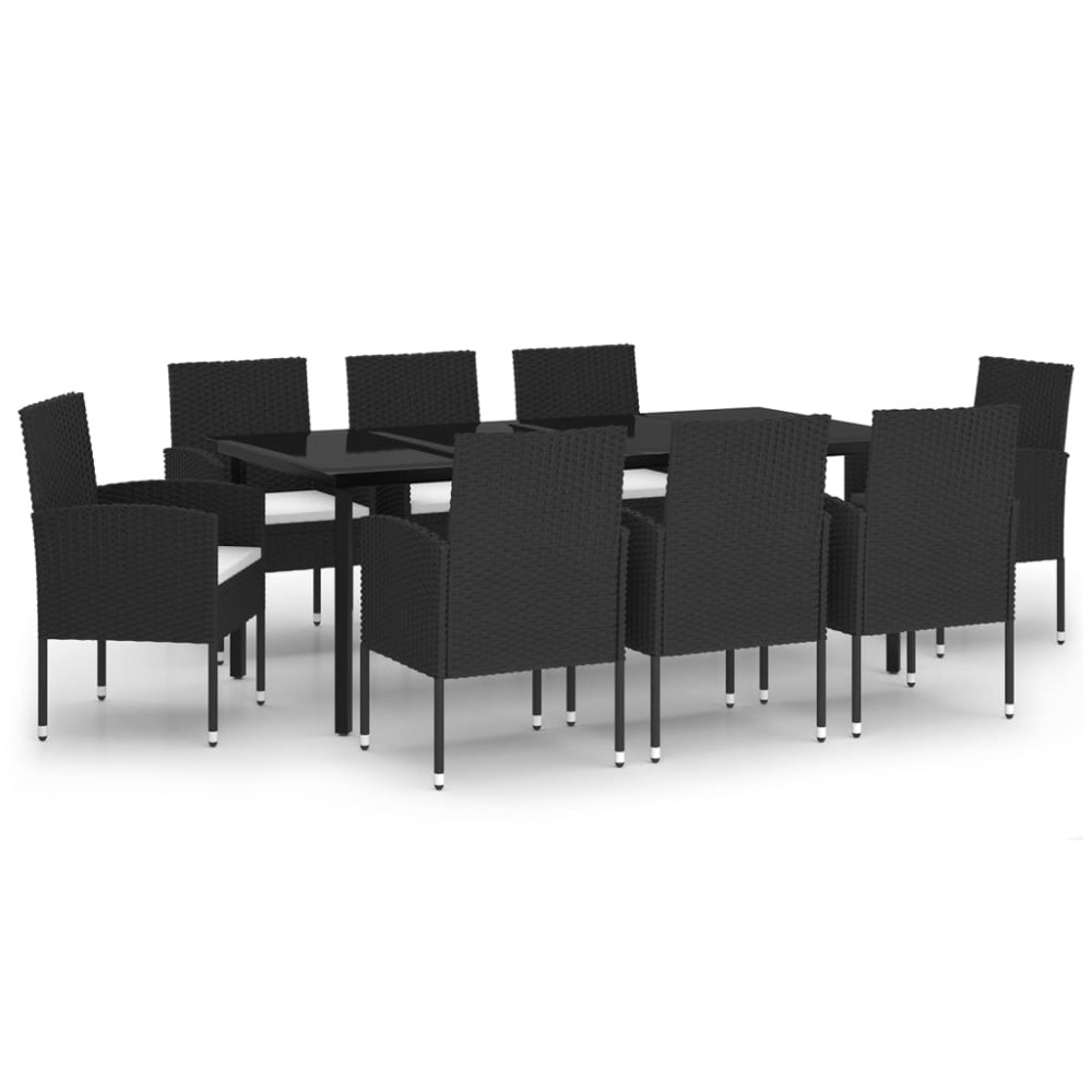 vidaXL Set mobilier pentru grădină, 9 piese, negru