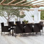 vidaXL Set mobilier pentru grădină, 9 piese, negru vidaXL Set mobilier pentru grădină, 9 piese, negru