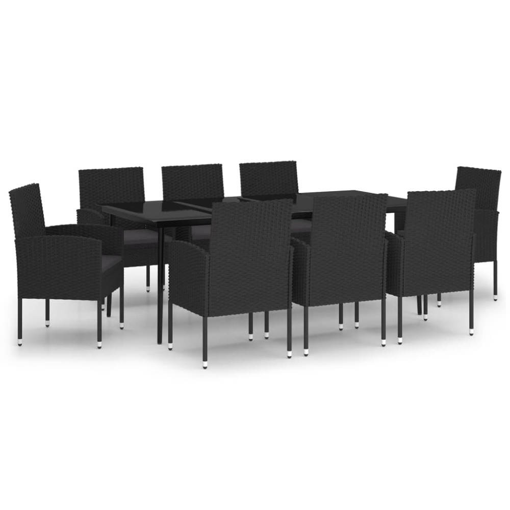 vidaXL Set mobilier pentru grădină, 9 piese, negru