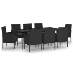 vidaXL Set mobilier pentru grădină, 9 piese, negru