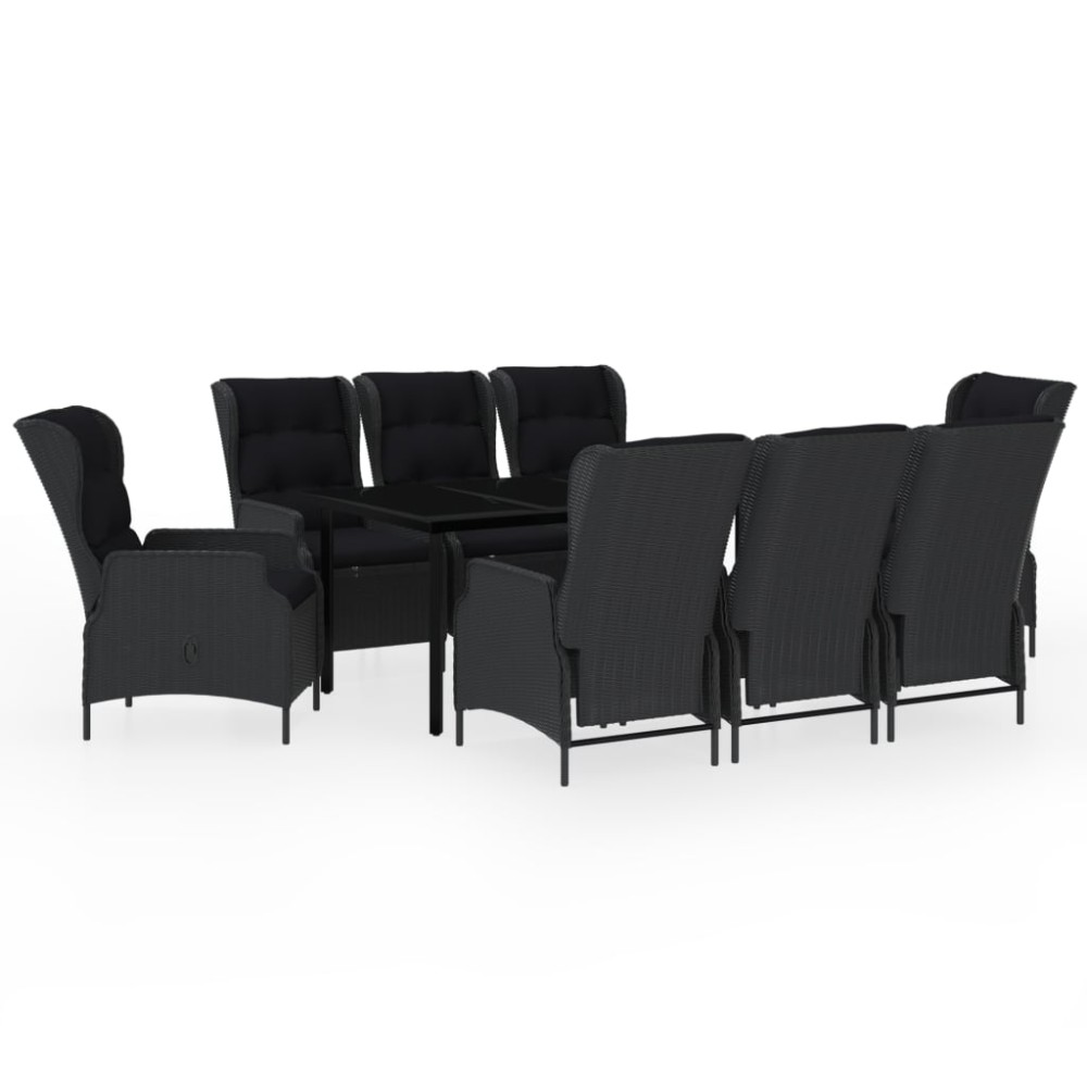 vidaXL Set mobilier pentru grădină, 9 piese, gri închis