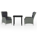 vidaXL Set mobilier pentru grădină, 3 piese, gri deschis