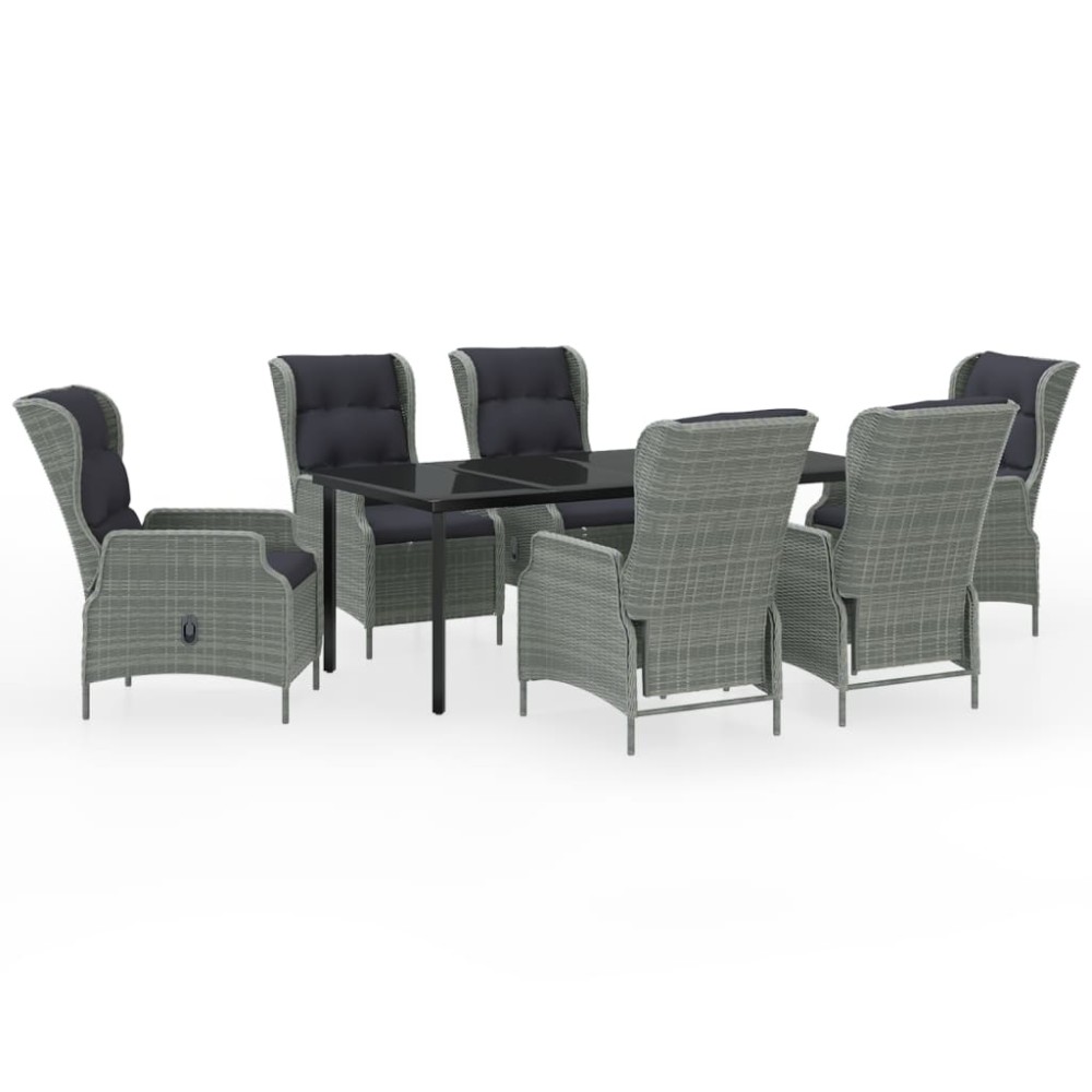 vidaXL Set mobilier pentru grădină, 7 piese, gri deschis