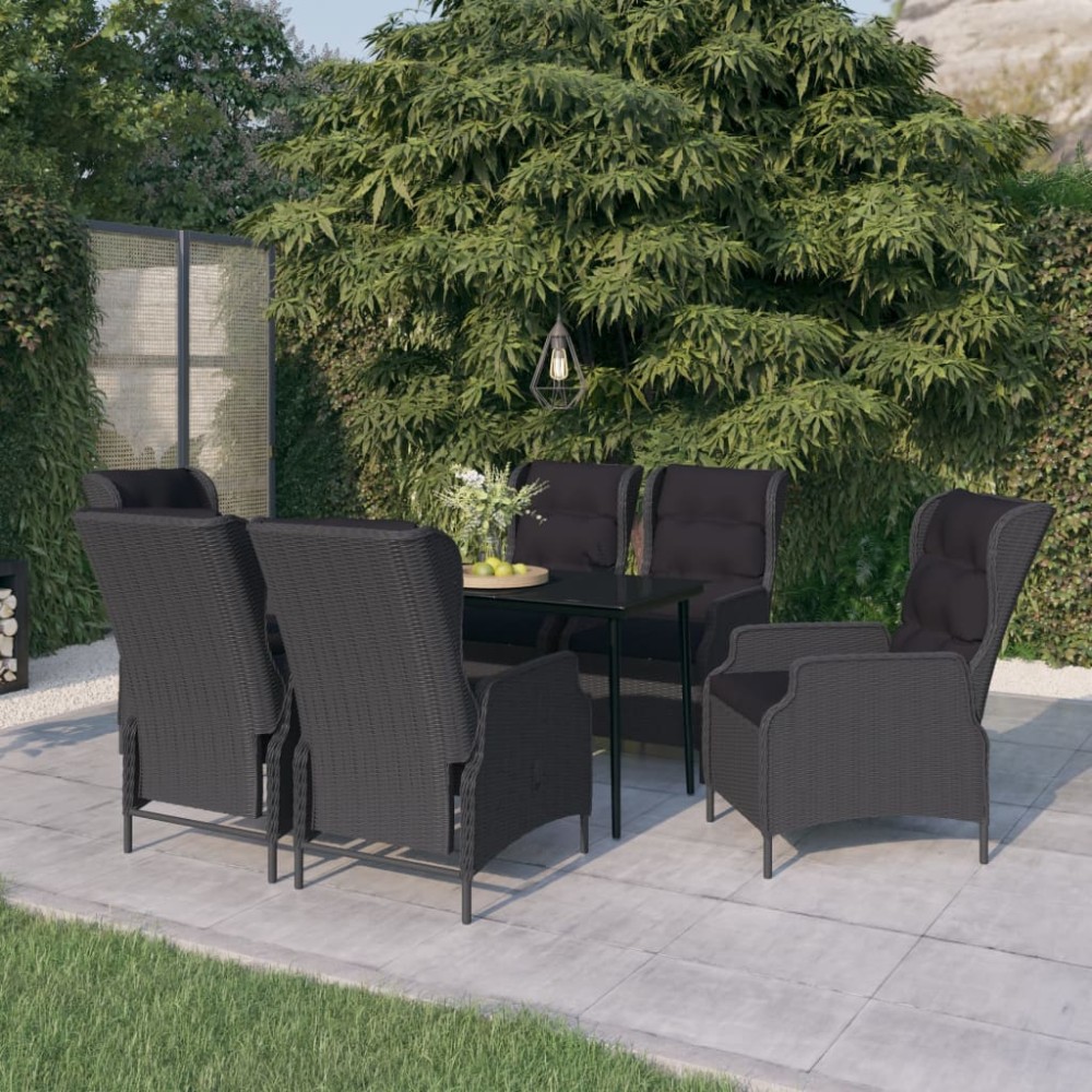 vidaXL Set mobilier pentru grădină, 7 piese, gri închis