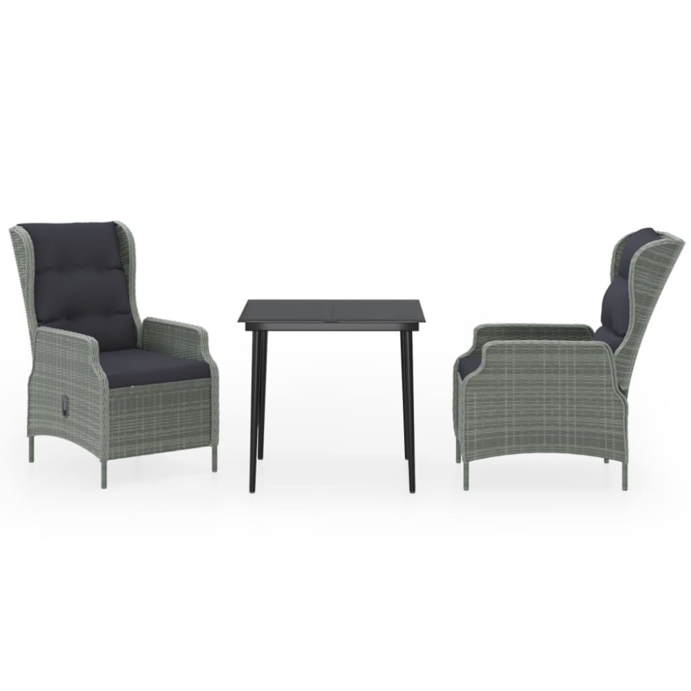 vidaXL Set mobilier pentru grădină, 3 piese, gri deschis