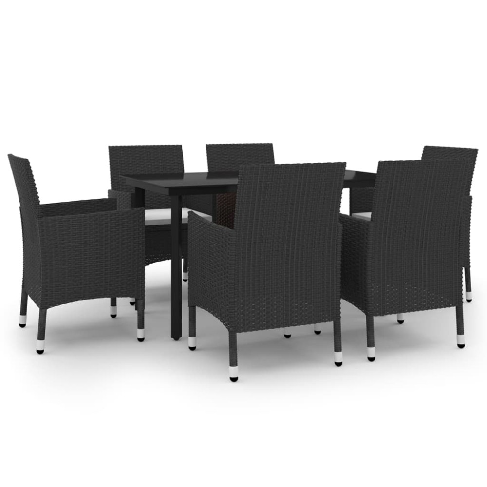 vidaXL Set mobilier de grădină cu perne, 7 piese, poliratan și sticlă
