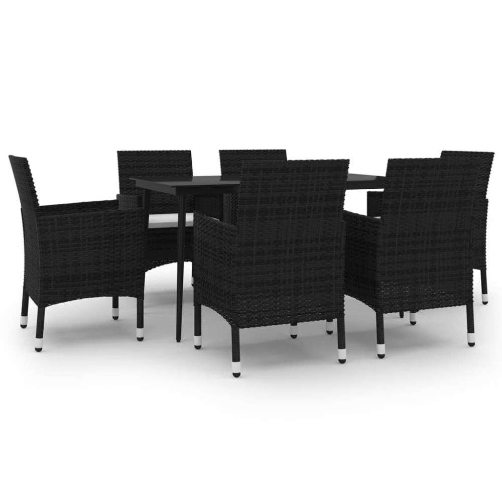 vidaXL Set mobilier de grădină cu perne, 7 piese, poliratan și sticlă