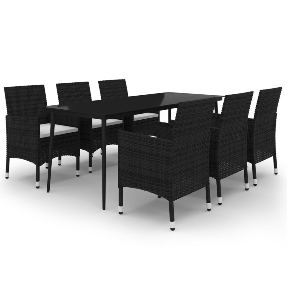 vidaXL Set mobilier de grădină cu perne, 7 piese, poliratan și sticlă