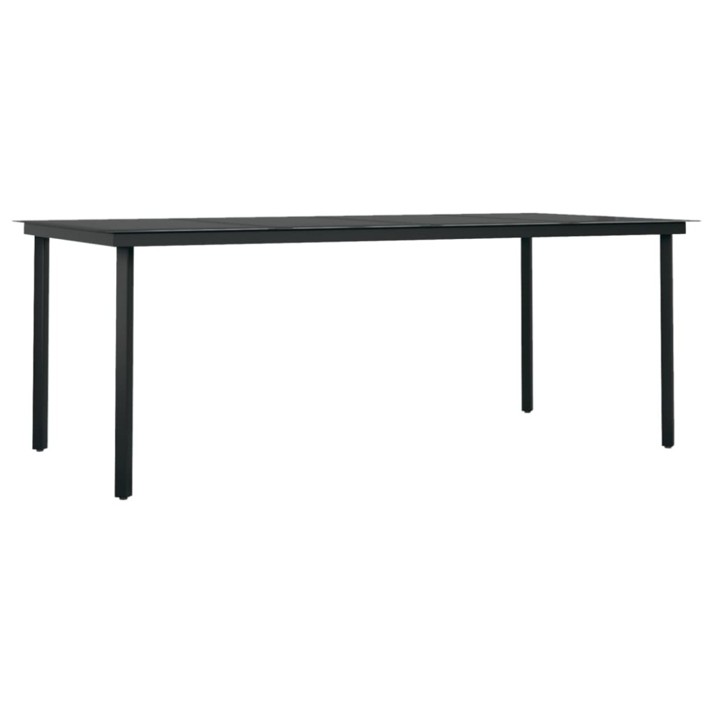 vidaXL Masă de bucătărie de grădină, negru, 200x100x74 cm, oțel/sticlă