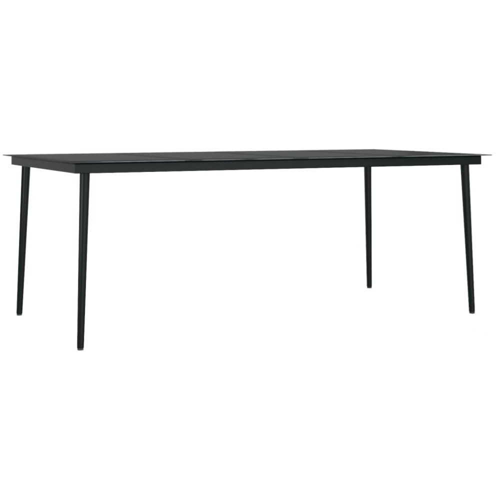 vidaXL Masă de bucătărie de grădină, negru, 200x100x74 cm, oțel/sticlă
