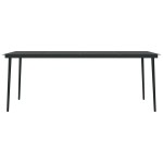 vidaXL Masă de bucătărie de grădină, negru, 200x100x74 cm, oțel/sticlă