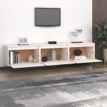 vidaXL Comode TV, 3 buc., alb, lemn masiv de pin